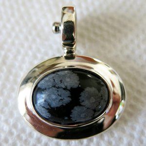 Joseph Esposito Sterling Signatures Snowflake Obsidian Snap-In Pendant